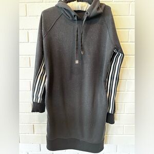 Athleta long hooded sweatshirt with side & arm stripes